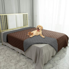 Ameritex waterproof dog bed cover folded shows dual colors for furniture protection.
