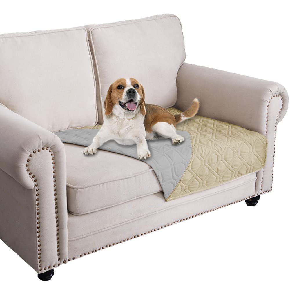 Ameritex waterproof dog bed cover front view shows couch protection and understated style