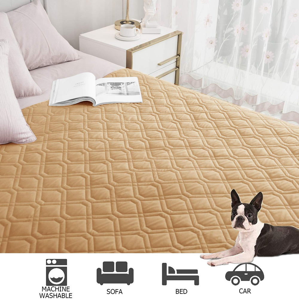 Ameritex waterproof dog bed cover machine wash label shows easy care.
