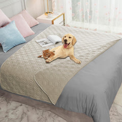 Ameritex waterproof dog bed cover on sofa protects furniture from spills