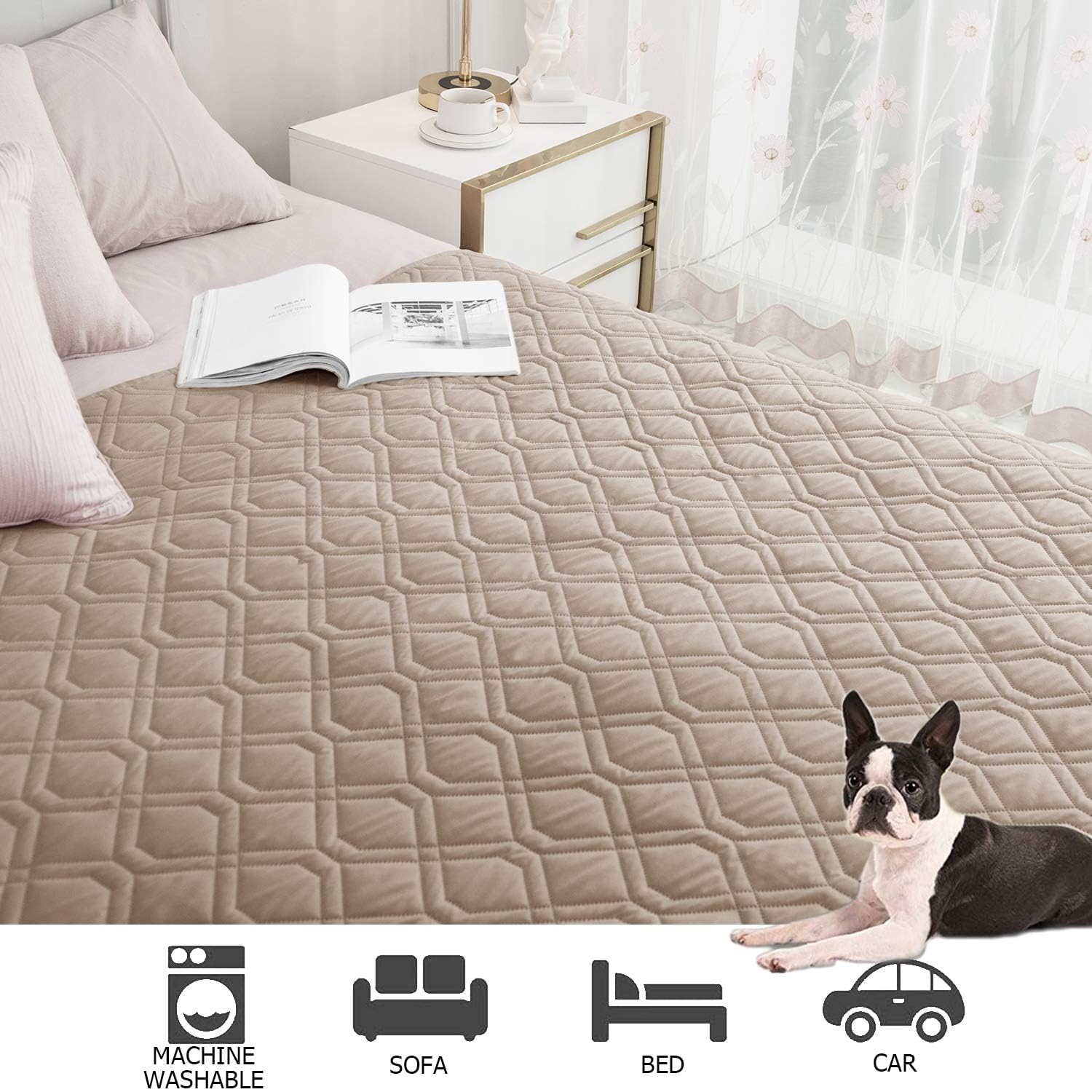 Ameritex waterproof furniture cover protecting bed edges during lounging