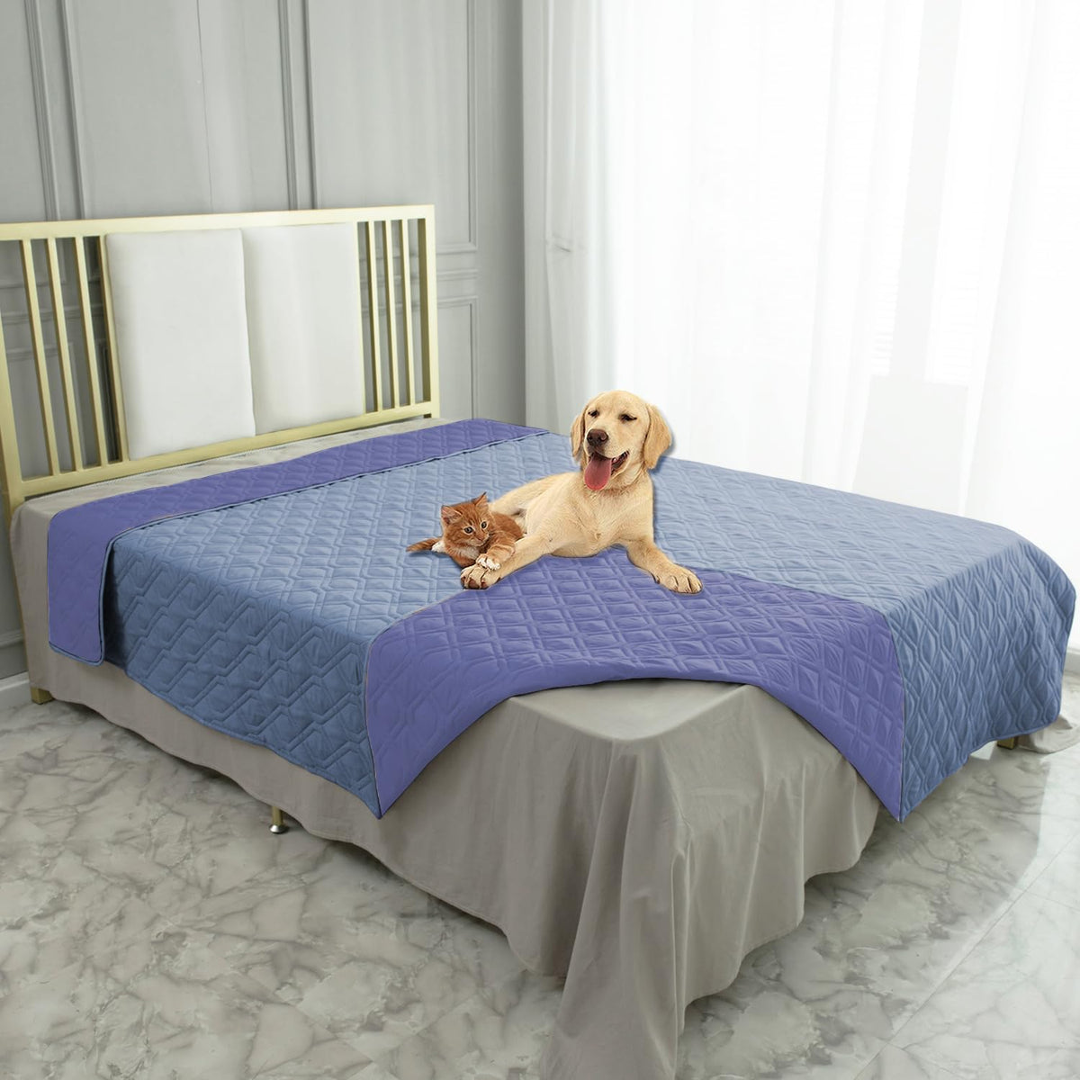 Ameritex waterproof furniture cover in soft fabric protects your sofa from spills.