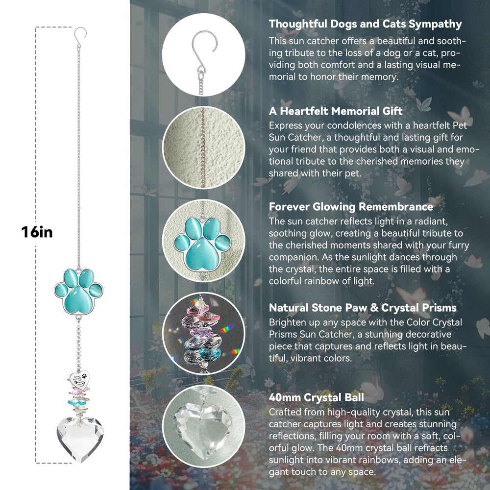 AMETHUARTZ pet memorial suncatcher cat-eye-paw embodies sentimental symbolism through light.