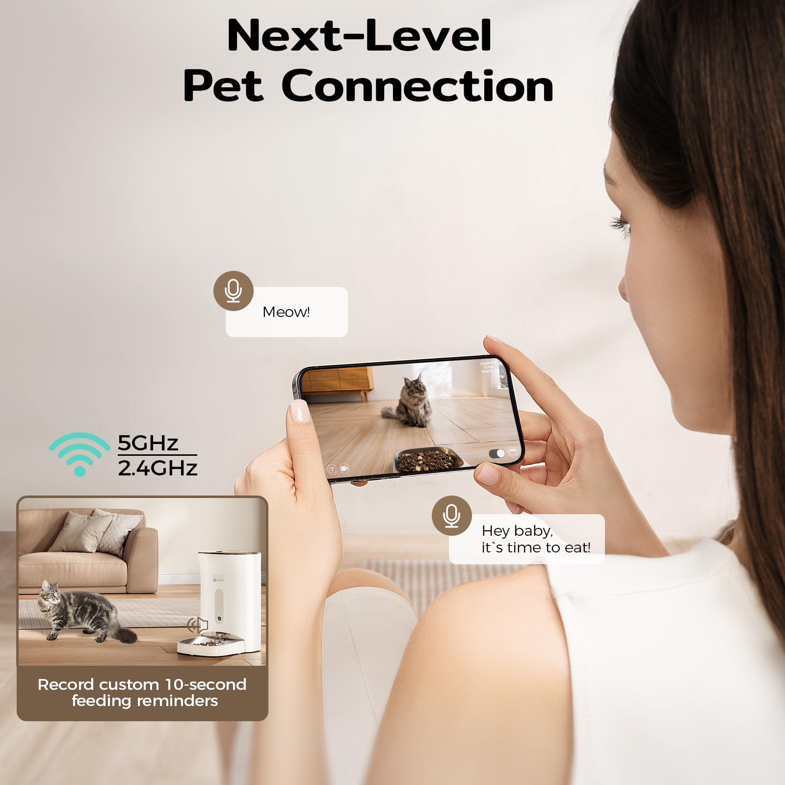 Amicura F1 PRO night vision view enables watching meals in dim light.