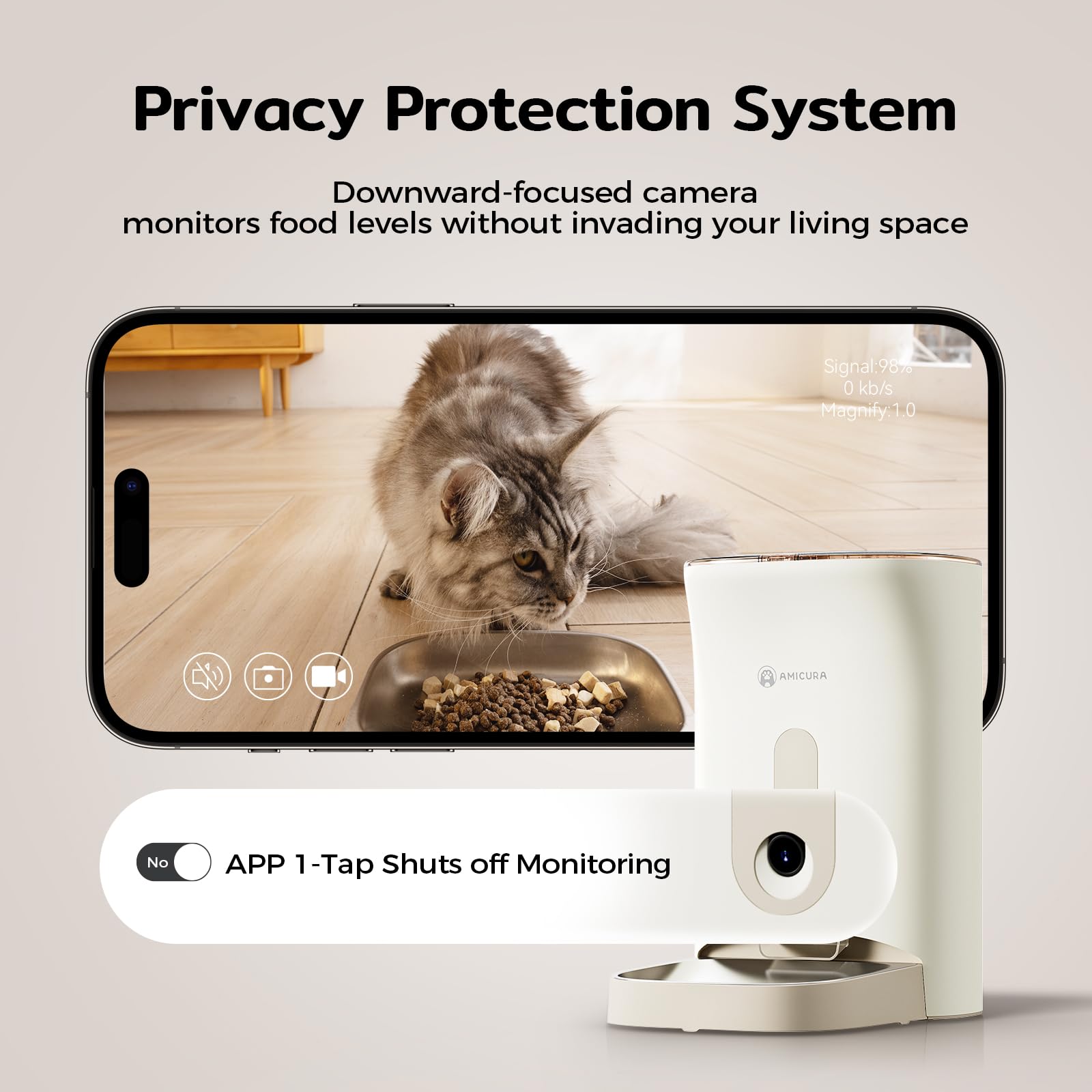 Amicura F1 PRO video chat lets you talk during meals for reassurance.