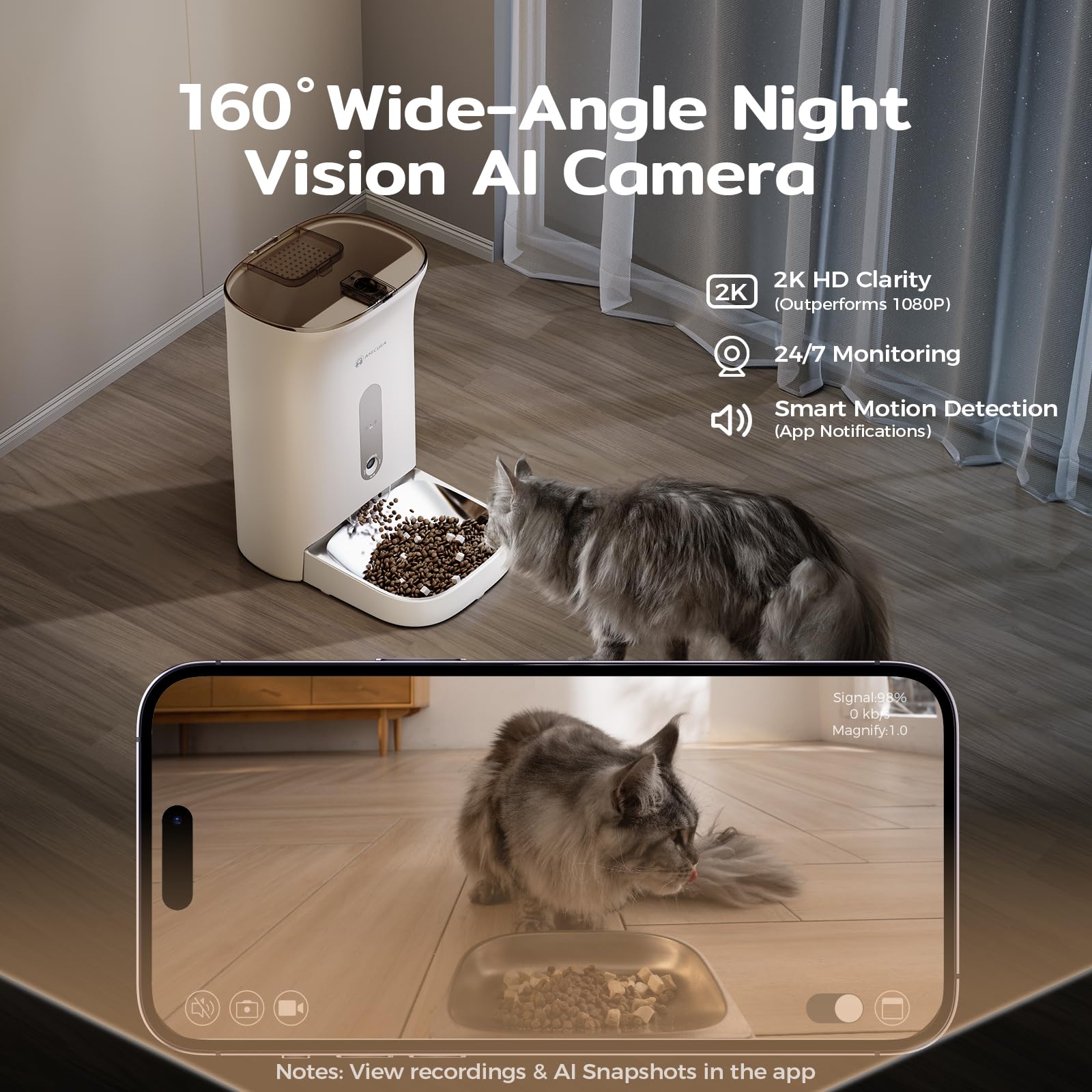 Amicura F1 PRO WiFi setup highlights stable 5G/2.4G connectivity for remote control.