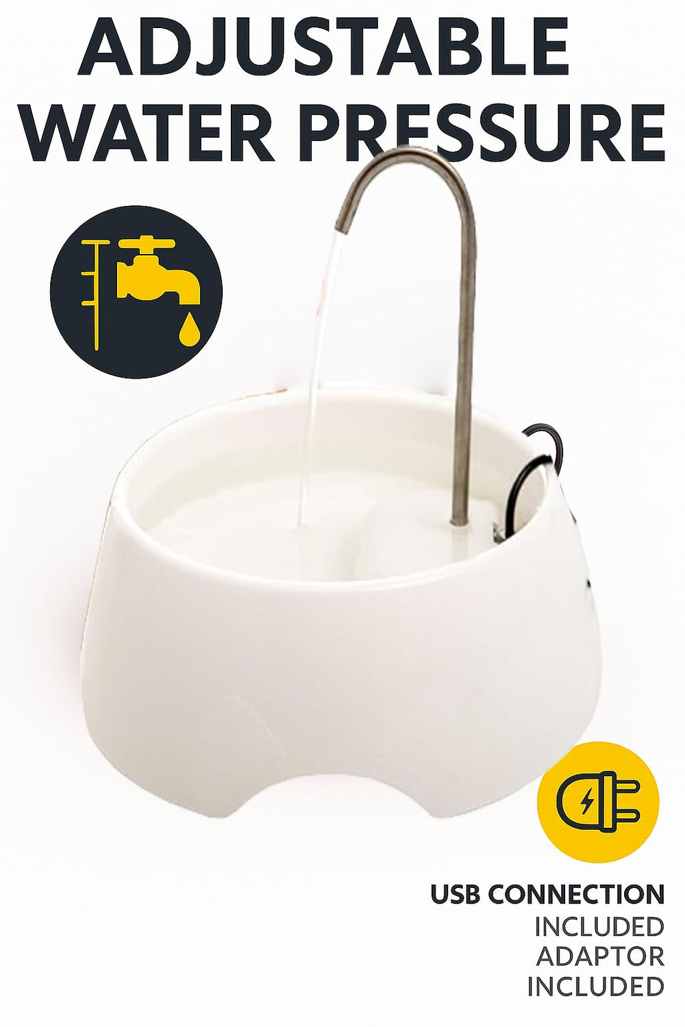 Amicus Aqua MINI stainless steel faucet detail for ergonomic drinking.