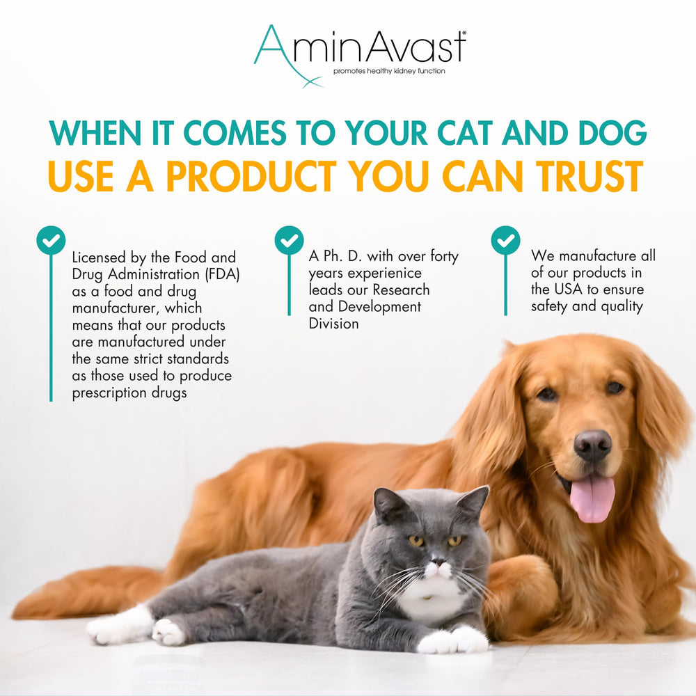 AminAvast veterinarian-approved label—trusted guidance for pet kidney care