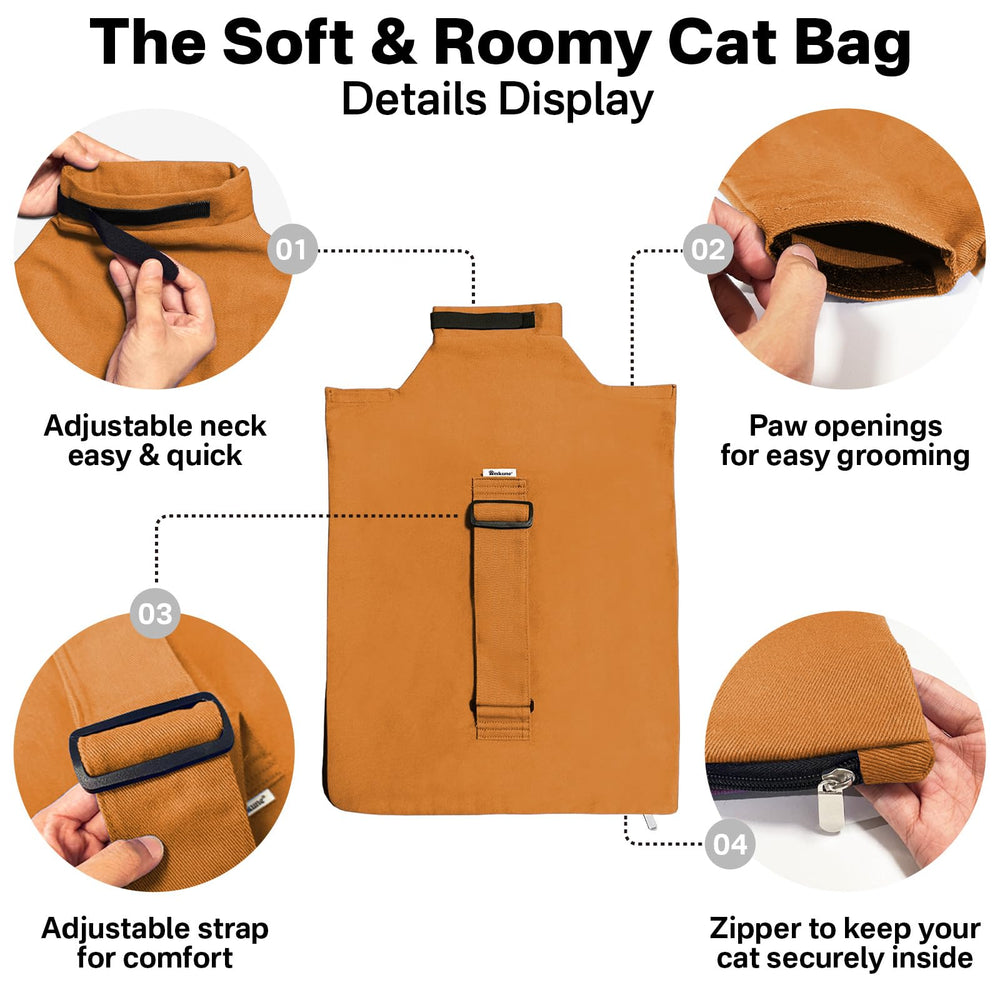 Amkune Cat Carrier Pouch keeps your cat calm and secure in home or travel settings.