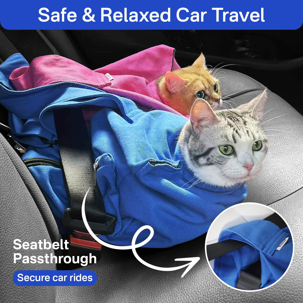 Amkune Cat Carrier Pouch folds flat and is machine washable for simple care after trips.