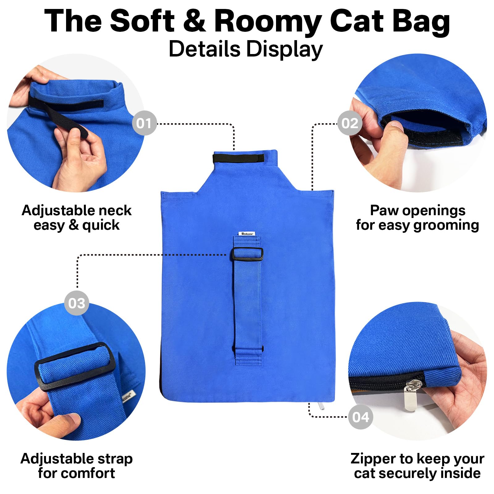 Amkune cat carrier pouch soft, claw-resistant fabric with durable construction.