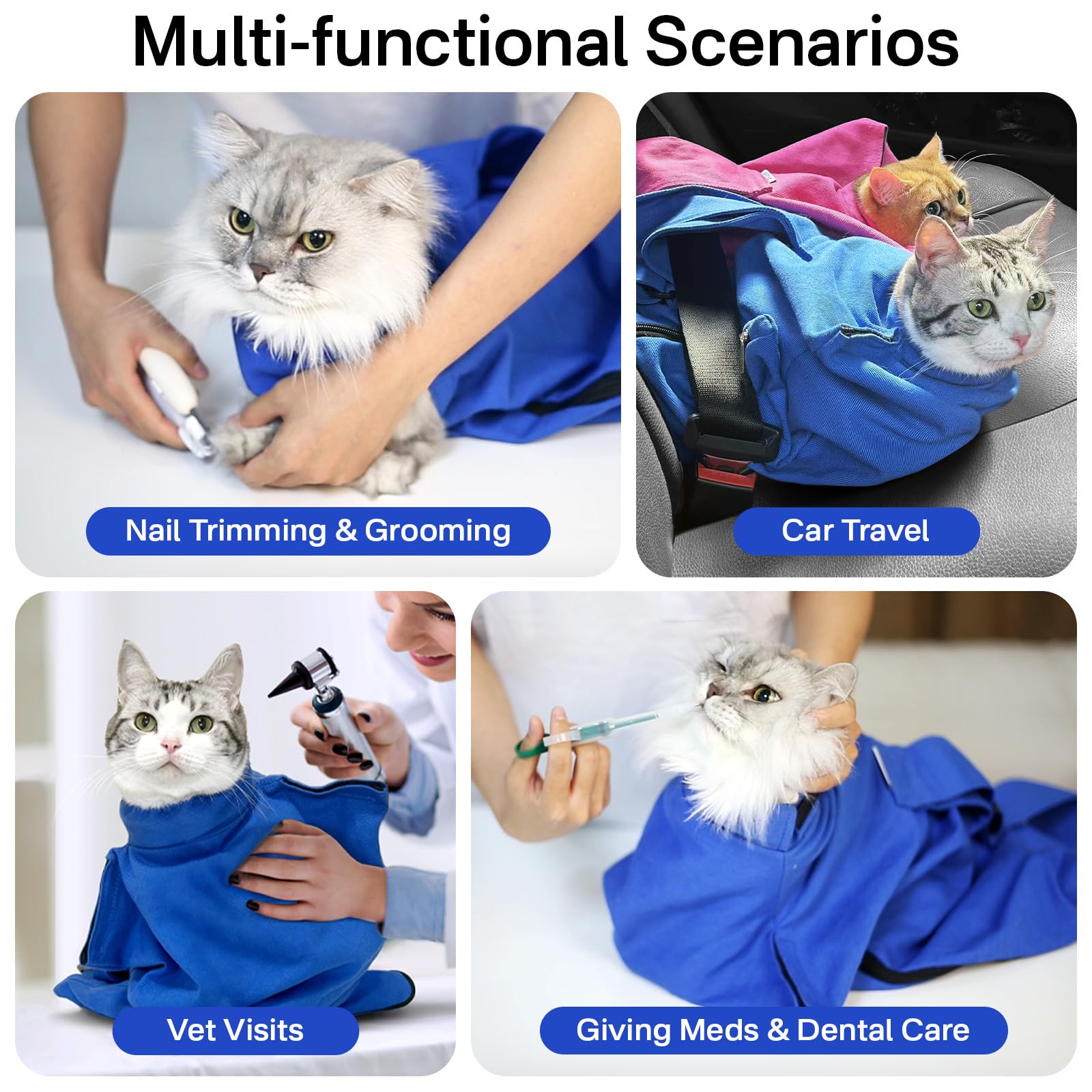 Amkune cat carrier pouch with wide Velcro opening for easy in and out.