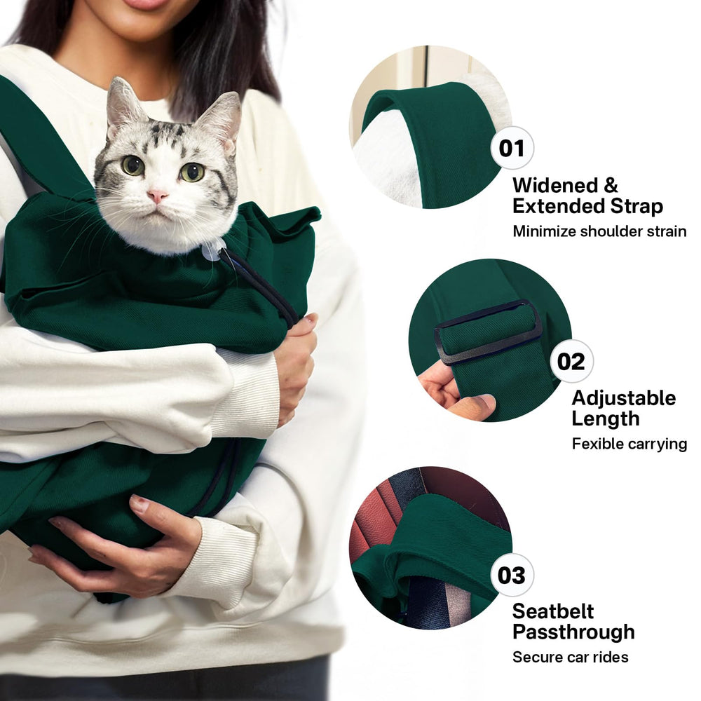 Amkune Cozy Travel Cat Carrier Pouch ergonomic shoulder strap reduces strain during outings