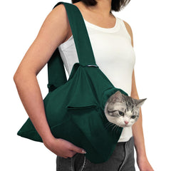 Amkune Cozy Travel Cat Carrier Pouch front view, secure calm-ready design for vet visits