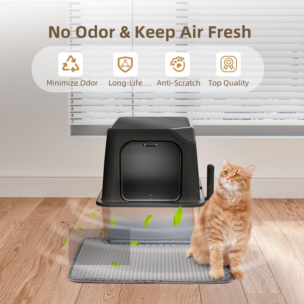 Amniau all-in-one litter box set includes lid mat and scoop