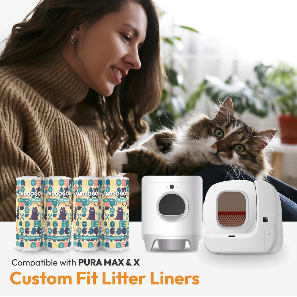 AMOGOGOPET PURA Max/X-compatible bags with a litter box setup for easy replacement.