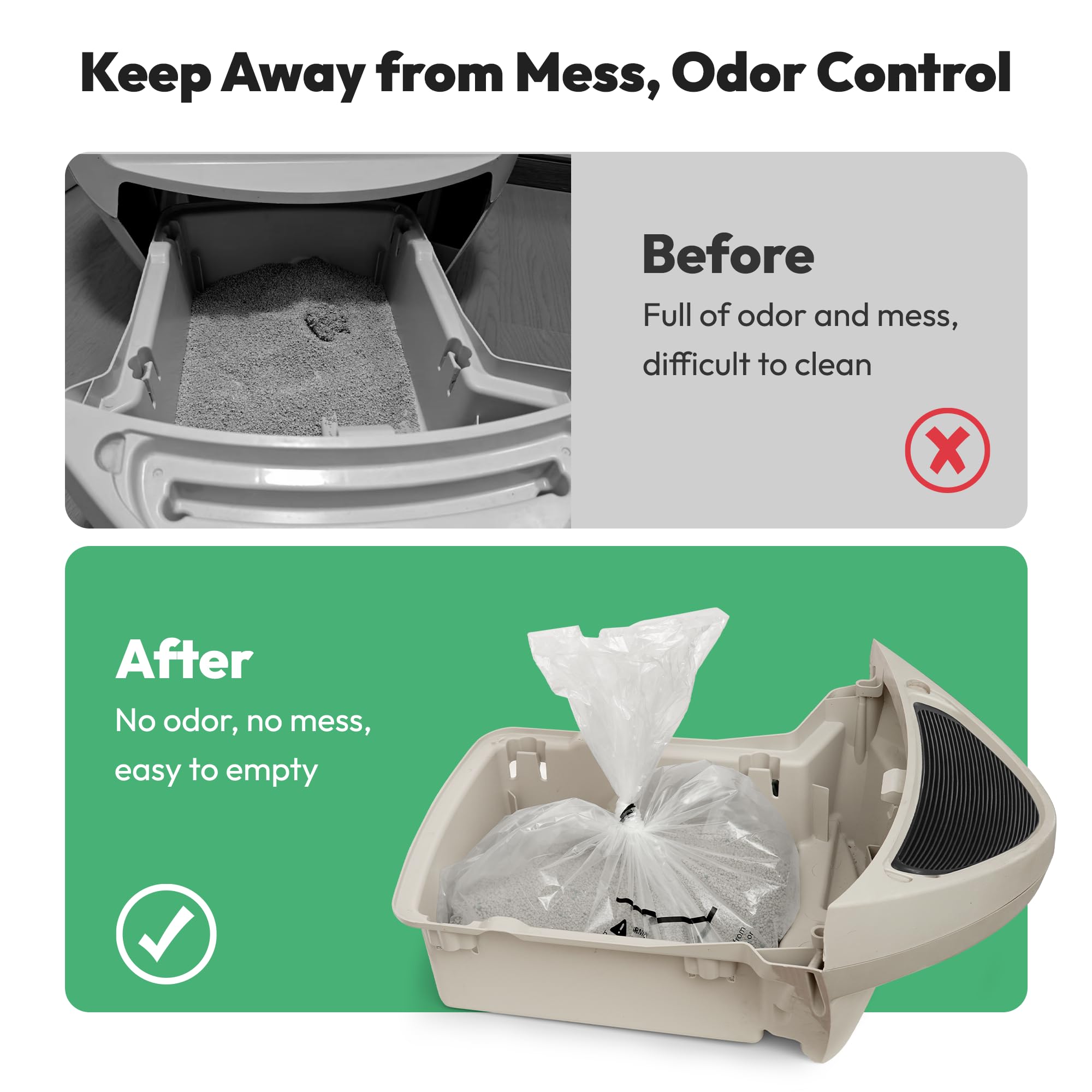 AMOGOGOPET transparent bags help monitor litter and cat health through visibility