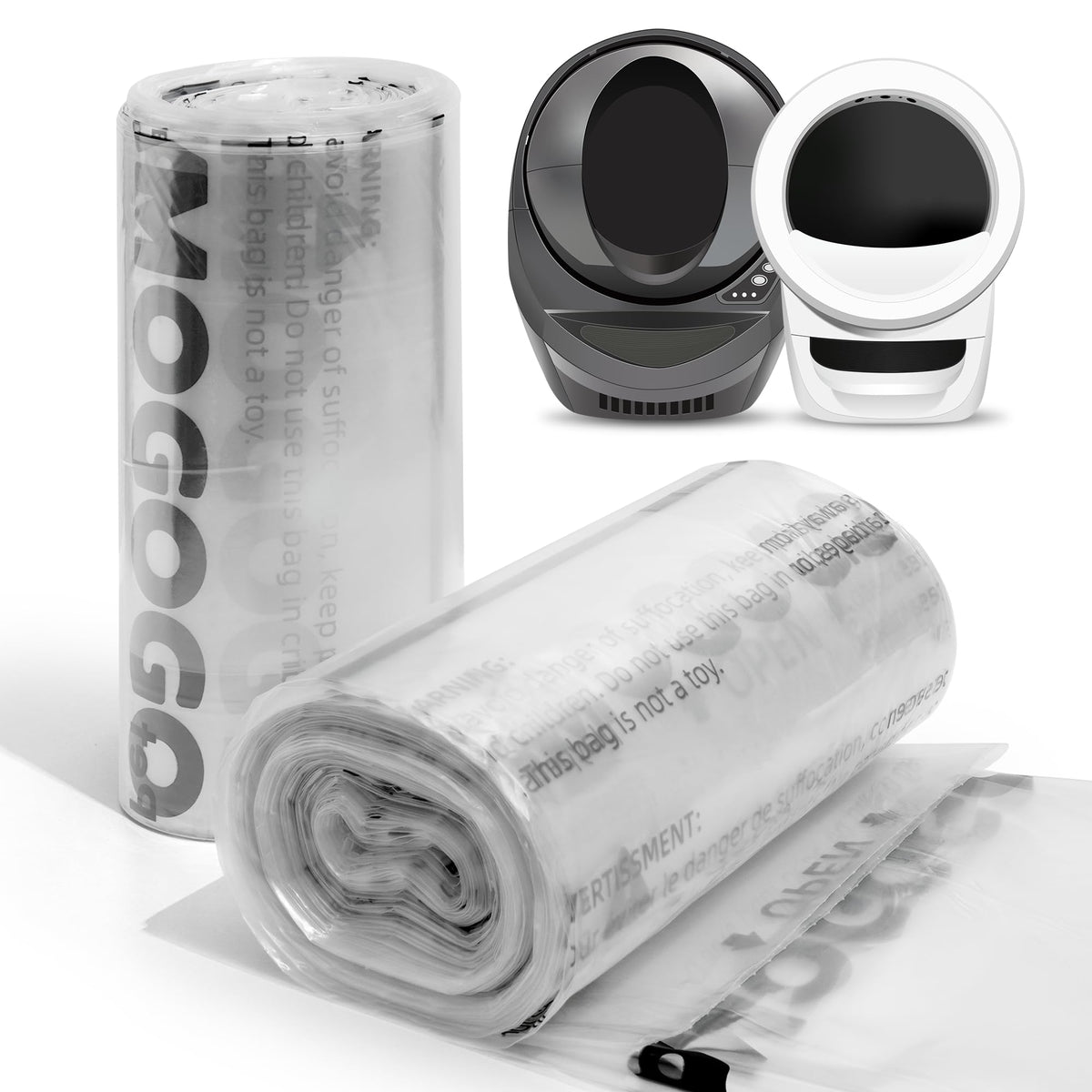 AMOGOGOPET waste bags for Robot 4/3 show clear fit and sensor-friendly visibility