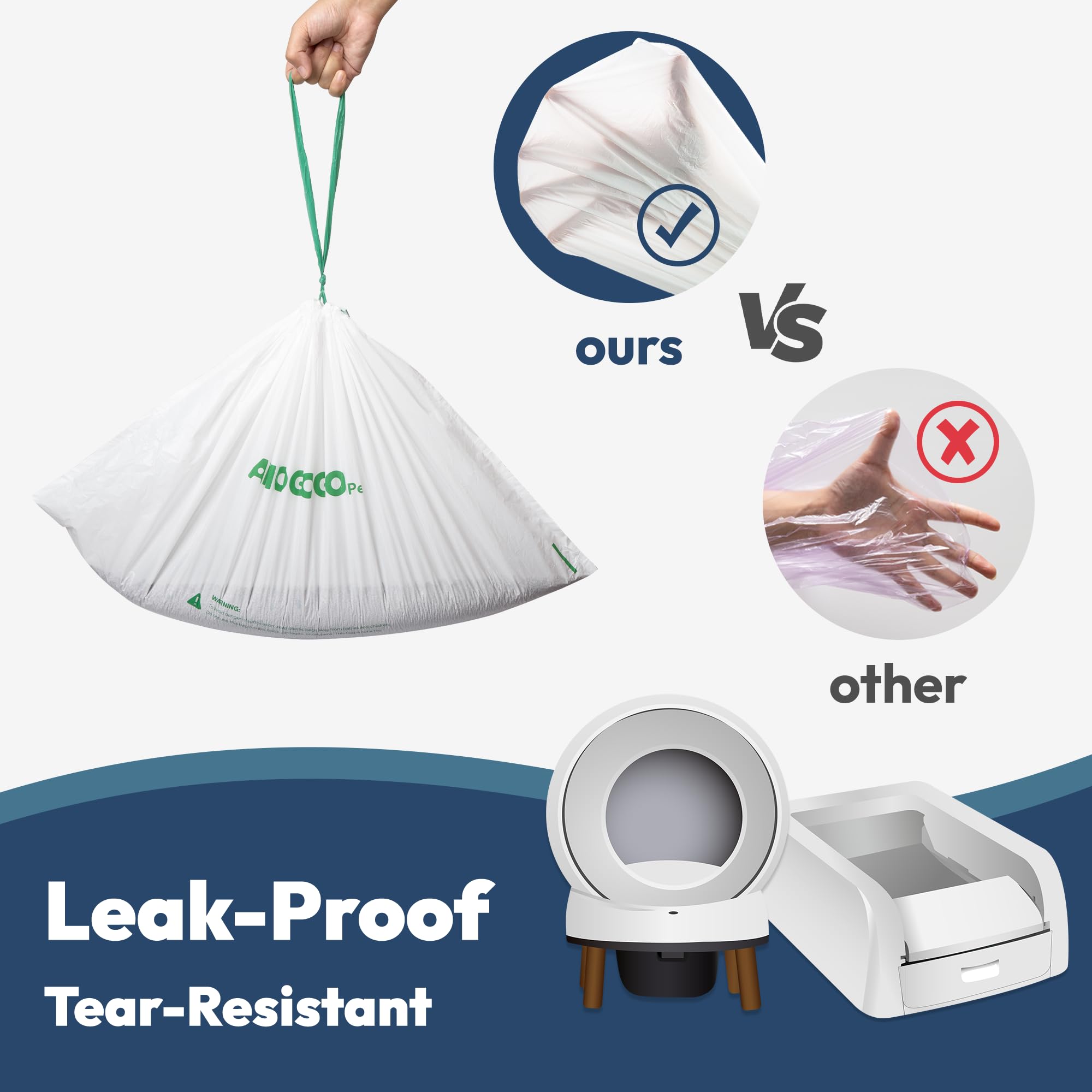 AMOGOGOPET heavy-duty polyethylene liners resist tears and leaks