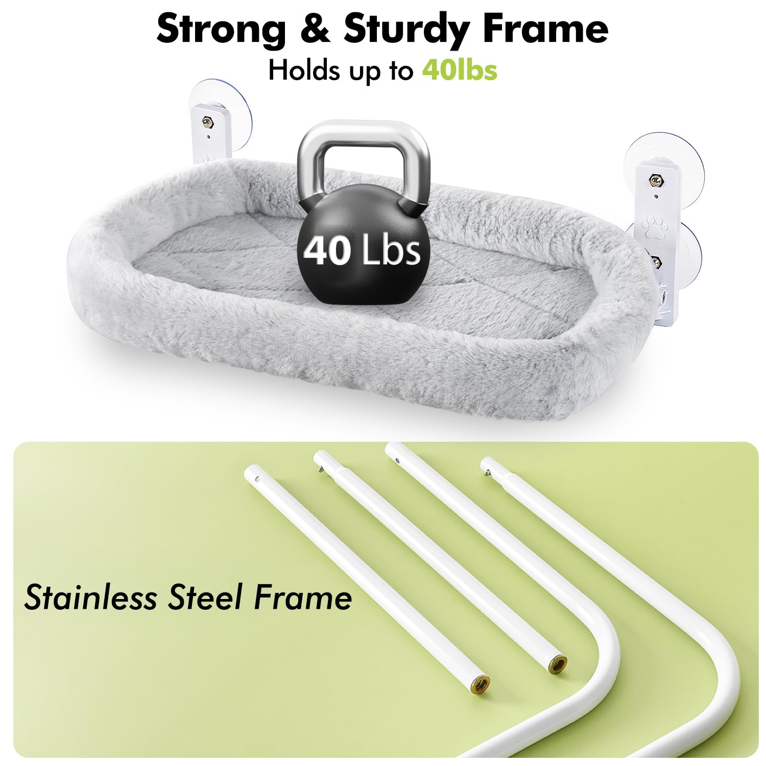 AMOSIJOY 360° window perch encourages sunbathing and full room visibility.