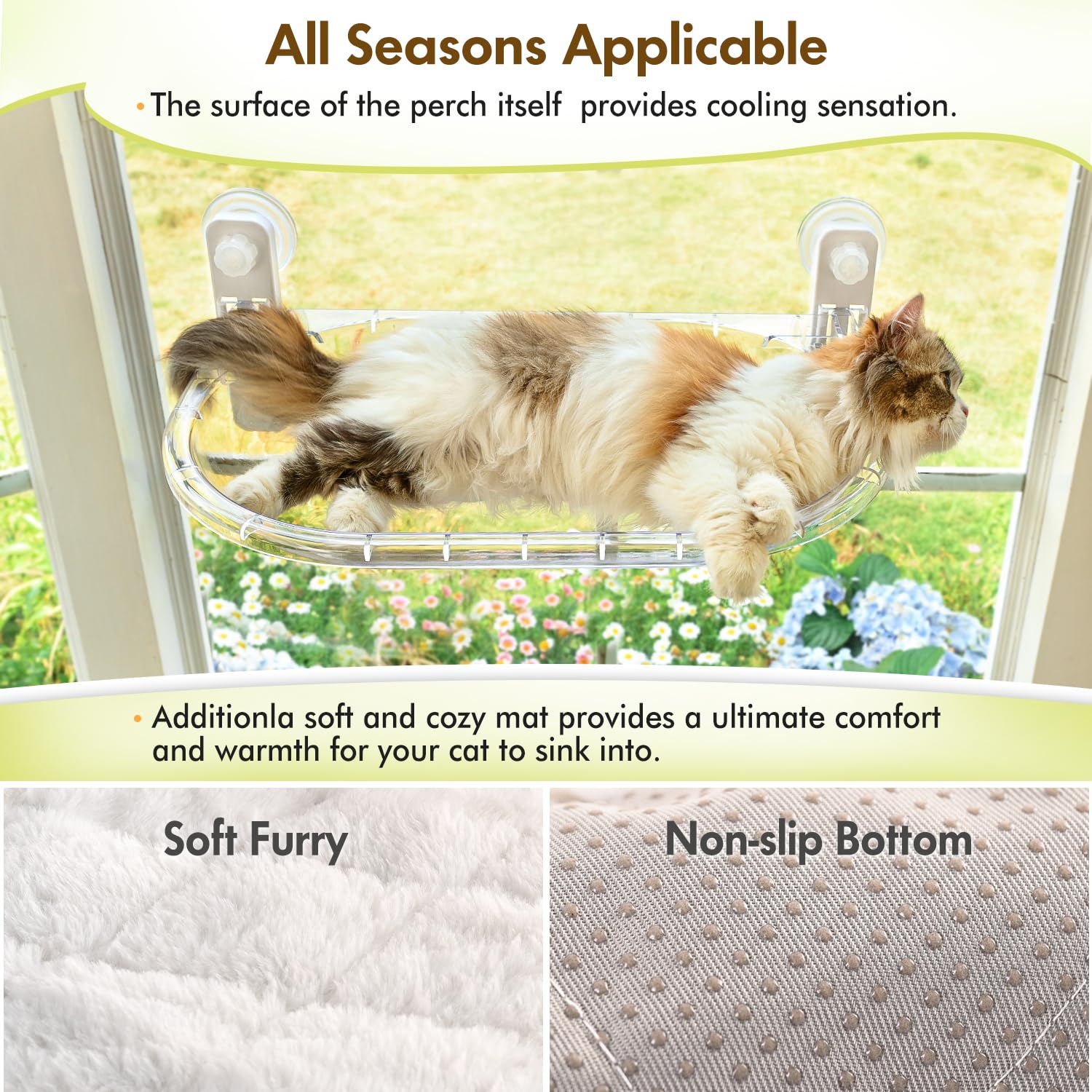 AMOSIJOY all-season plush mat adds warmth in cold days and keeps surfaces cool in heat.