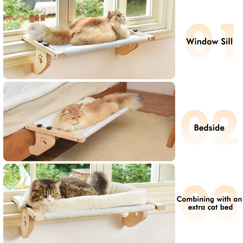 AMOSIJOY cat bed fits bedside, drawers, and cabinets for close companionship.