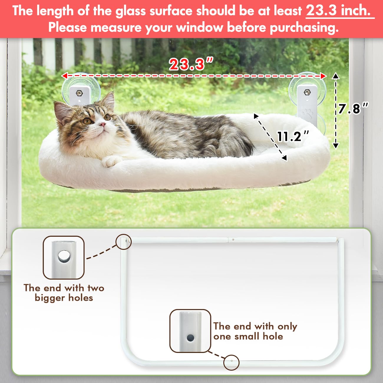 AMOSIJOY cordless cat window perch suction cups secure window lounging safely.