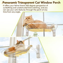 AMOSIJOY panoramic window seat offers crystal-clear view for curious cats.
