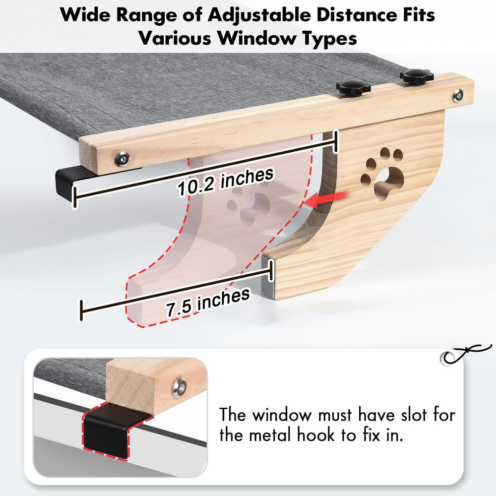 AMOSIJOY cat window perch features breathable removable cover for comfort.