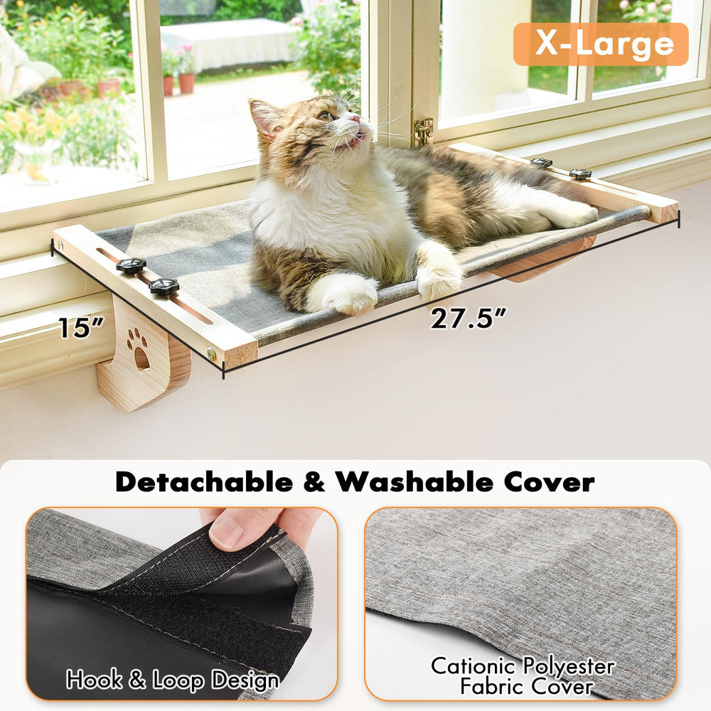 AMOSIJOY cat window perch offers large lounging space for bigger cats.
