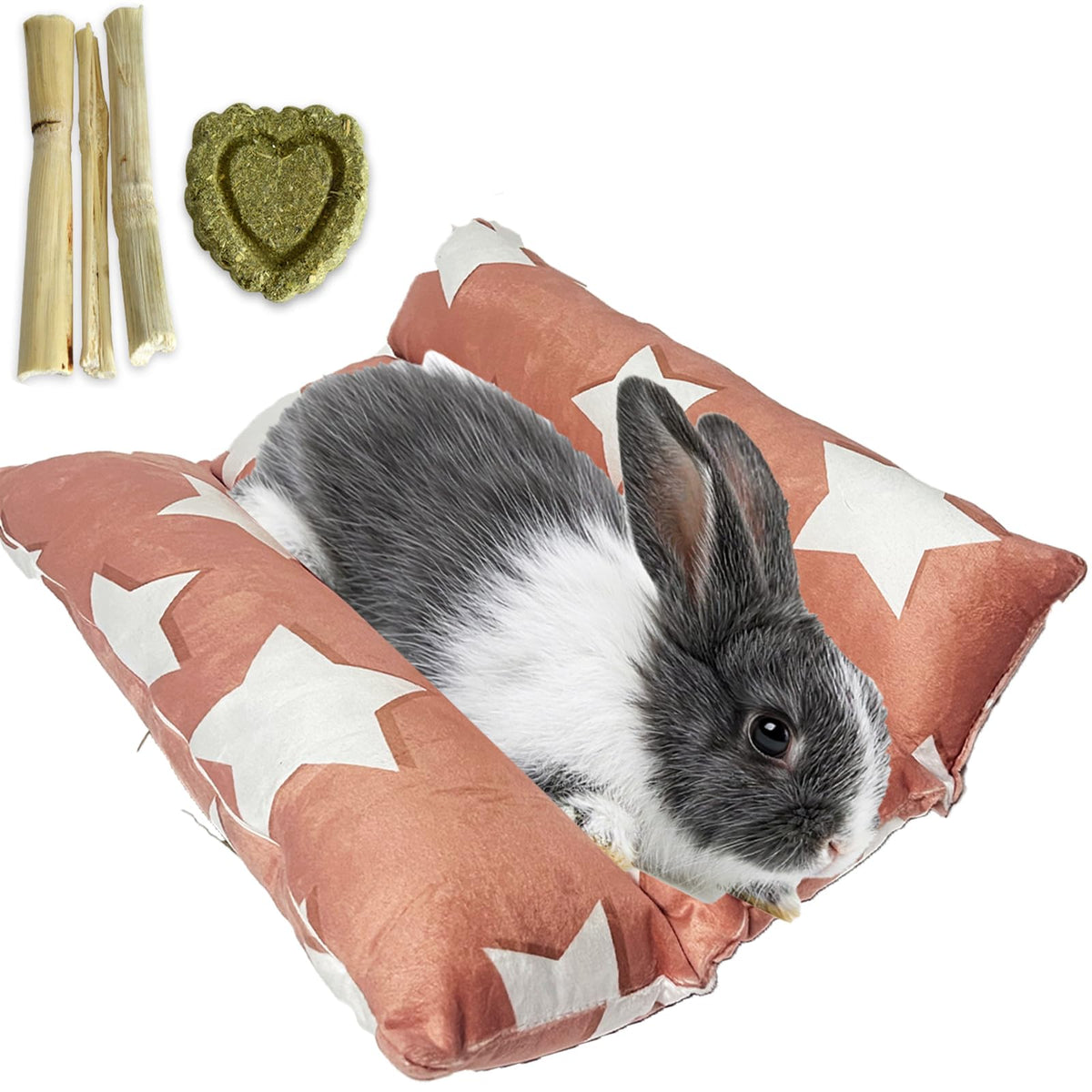 Amremsu rabbit bed closeup shows beige plush fabric for cozy comfort