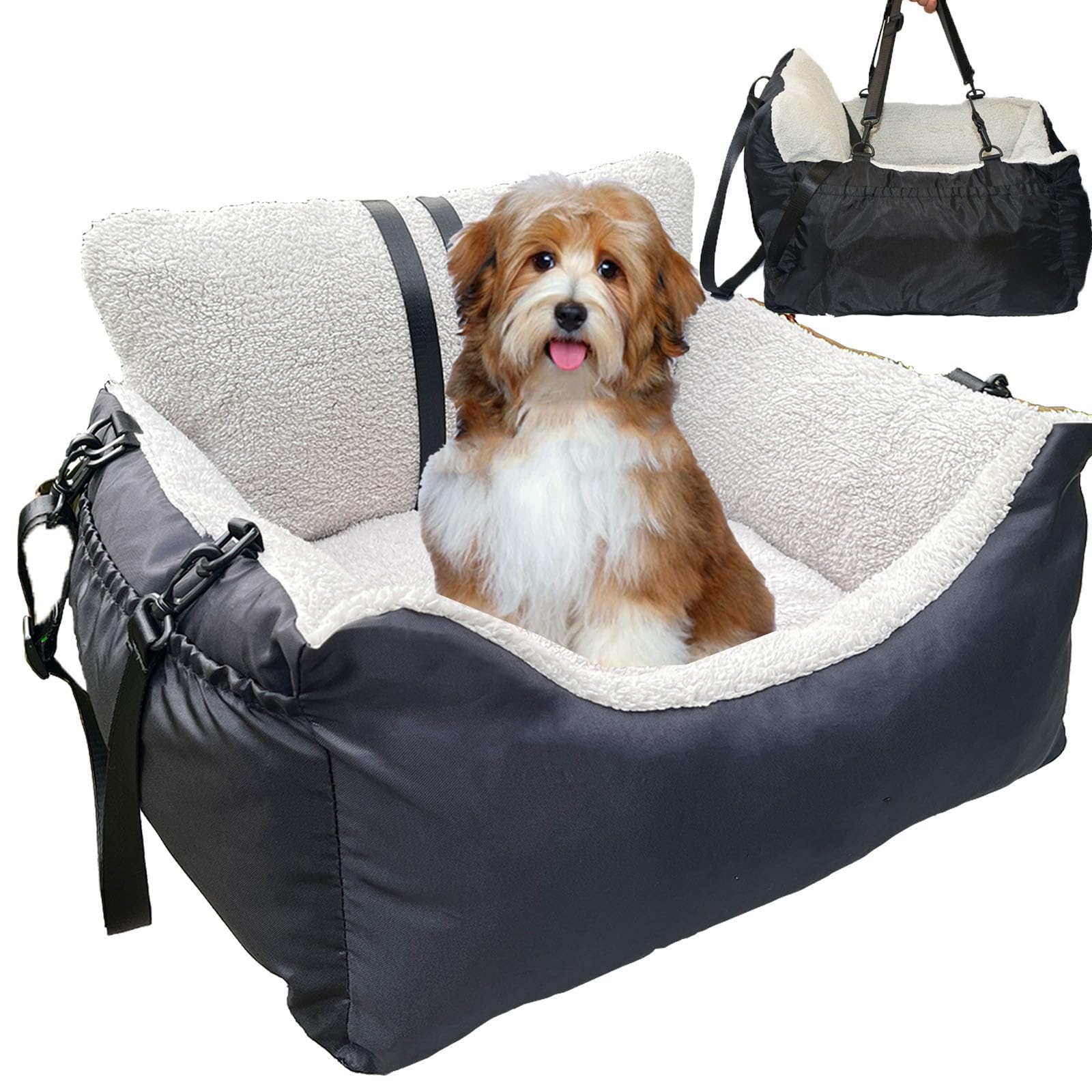 Amremsu small-dogs-car-seat-clip-on keeps your puppy secure during car trips.
