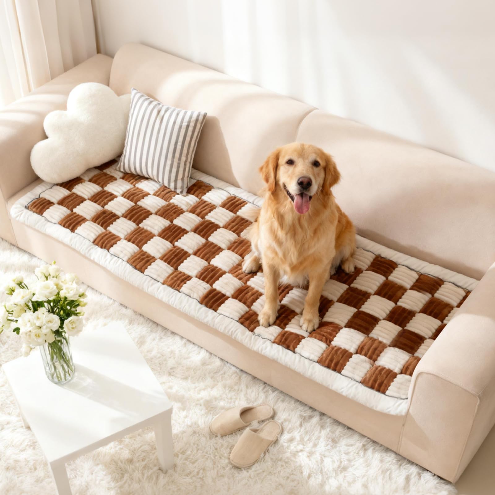 AMTARP dog couch cover protector plush fabric close-up for pet comfort