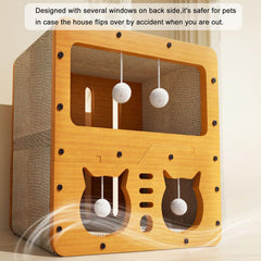 AMYESE Cat Scratcher Cardboard House nap area promotes restful naps for cats.