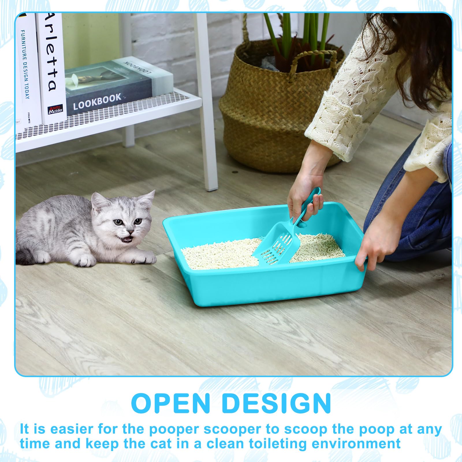 Amyhill litter box dimensions 14.6 x 10.6 x 3.4 inches.