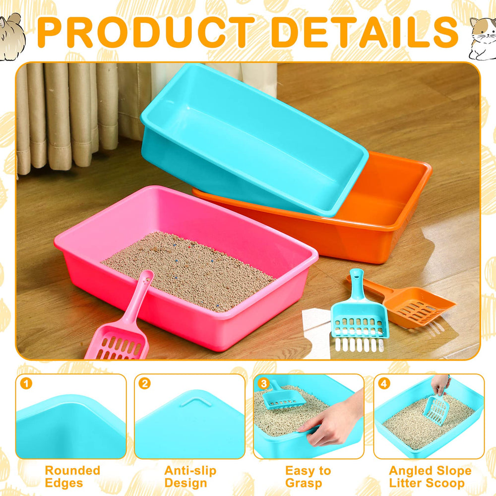 Amyhill cat litter pan 4-sided lift design eases cleaning and disposal