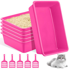 Amyhill open cat litter box pink front view for easy access.