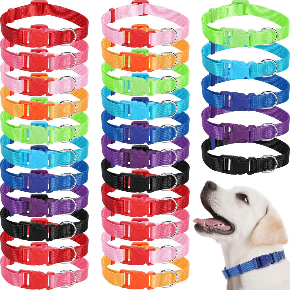 Amylove 27 Pcs dog collar bulk pack in bright colors for multi-pet wear.