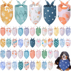 Amylove 50-pcs dog bandanas in packaging for bulk color options and quick styling.
