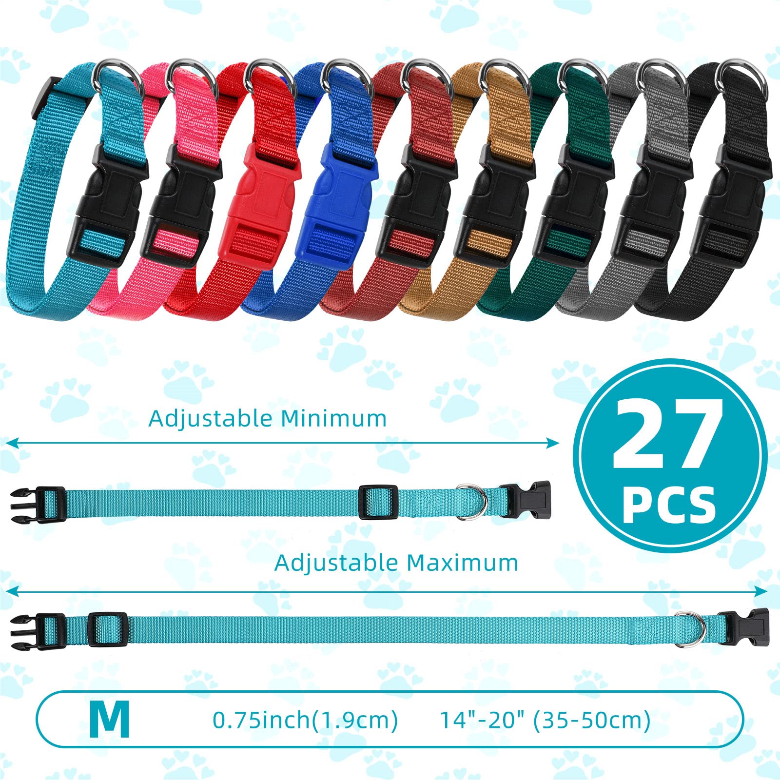 Amylove adjustable dog collar closeup highlighting sturdy nylon and secure fit