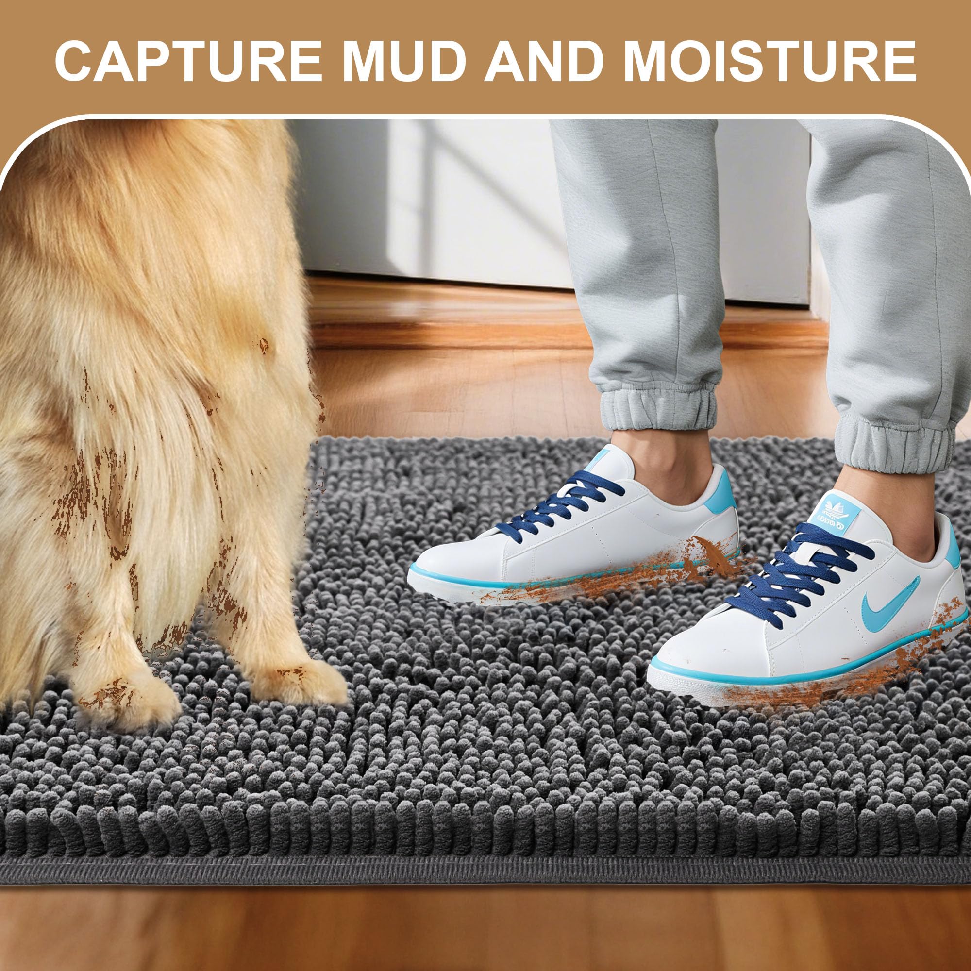 Amyracel Absorbent Dog Door Mat full-size view showing generous 72x36 footprint for entryways