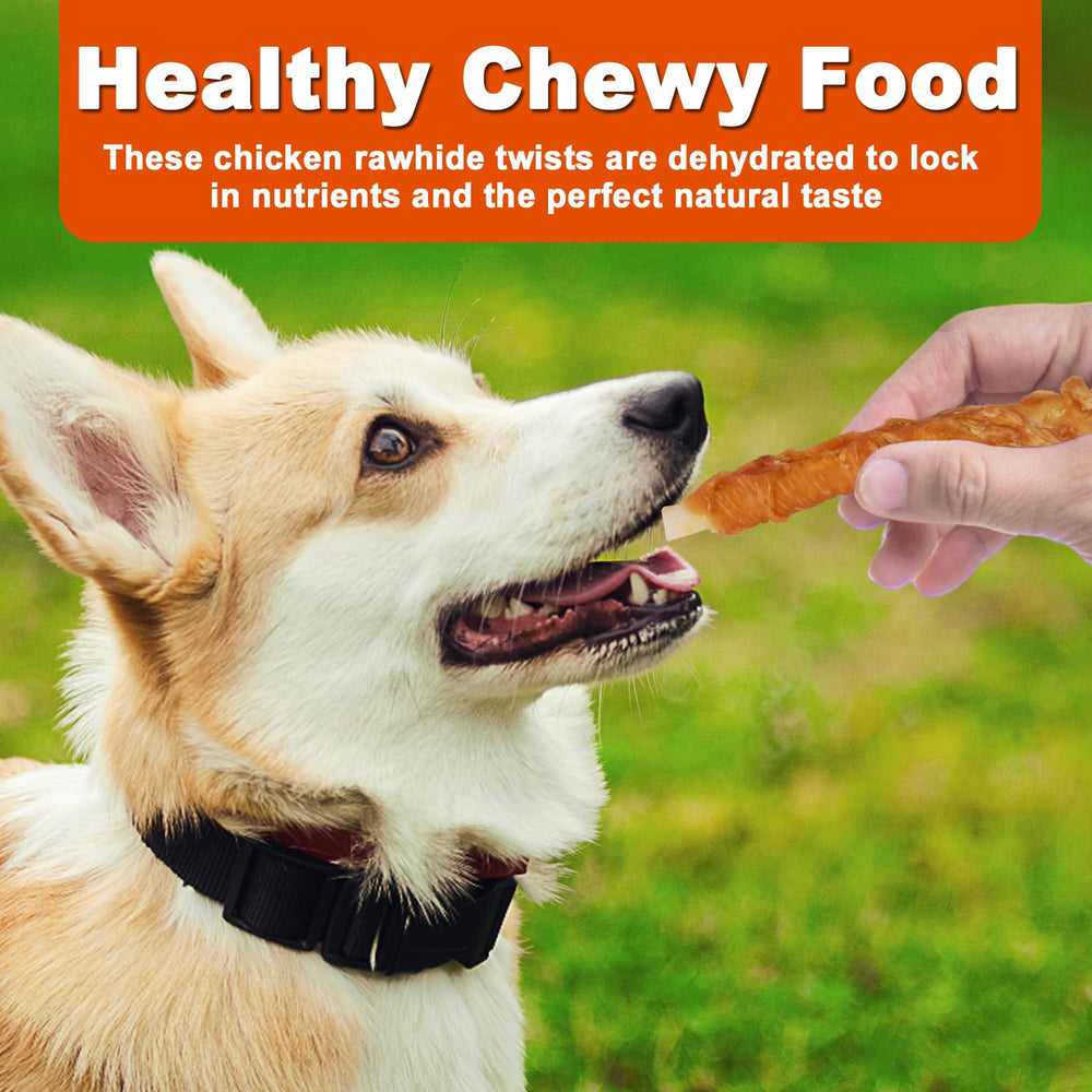 Amzey chicken wrapped rawhide twists packaging details highlight resealable freshness.