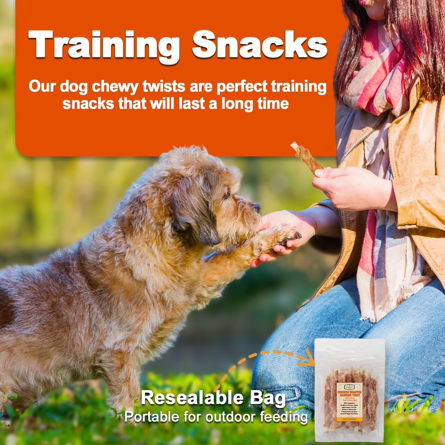 Amzey 24oz dog treats high-protein low-fat profile for balanced snacking.