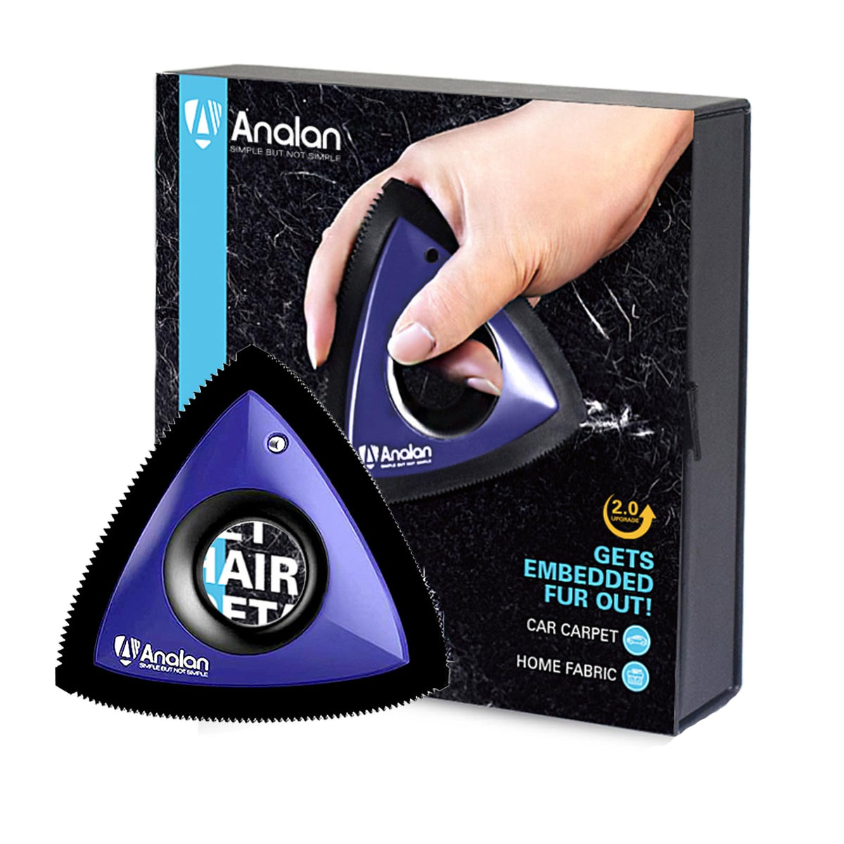 Analan Mini Pet Hair Remover triangle design cleans car interior seats effectively