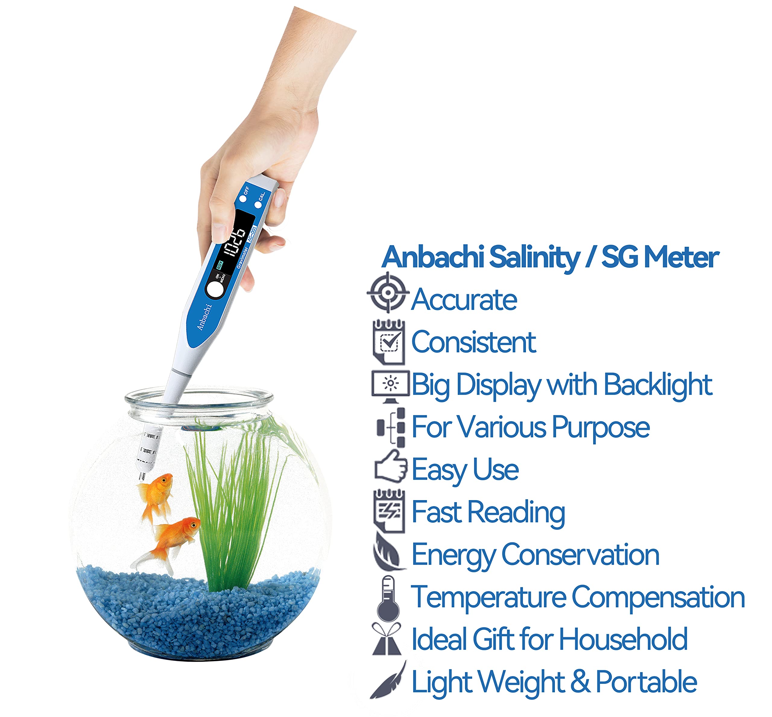 Anbachi digital salinity meter portable design for field testing anywhere