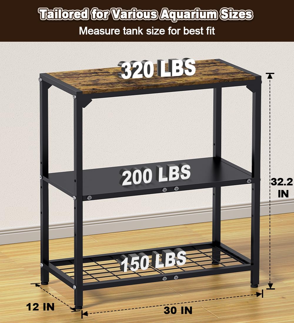 AnBaiMei aquarium stand adjustable-shelves - flexible height to fit varied tank setups