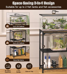 AnBaiMei aquarium stand side-angle - robust steel and wood for reliable support