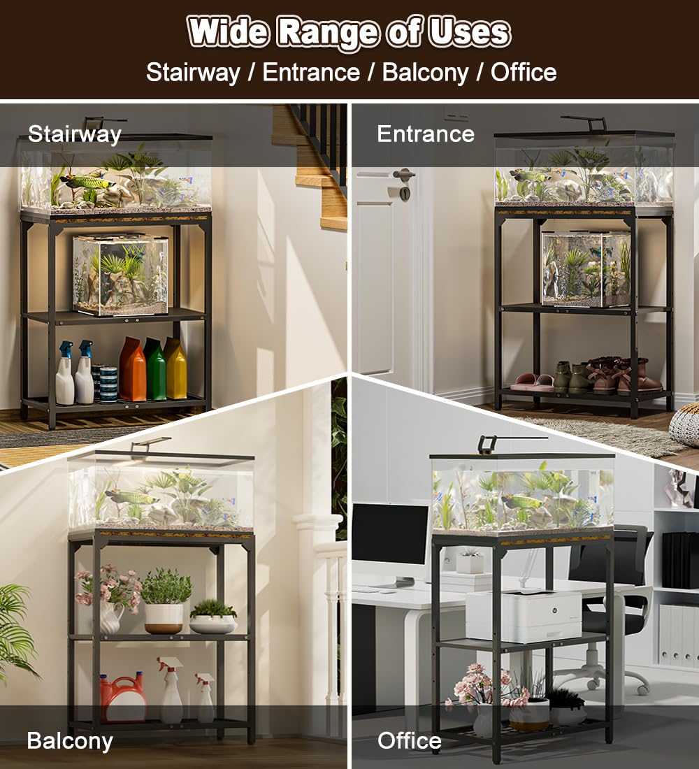 AnBaiMei black-aquarium-stand - bold finish blends with home or office decor