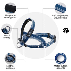 ANDA headcollar with neoprene nose pad reduces friction on the snout during use.