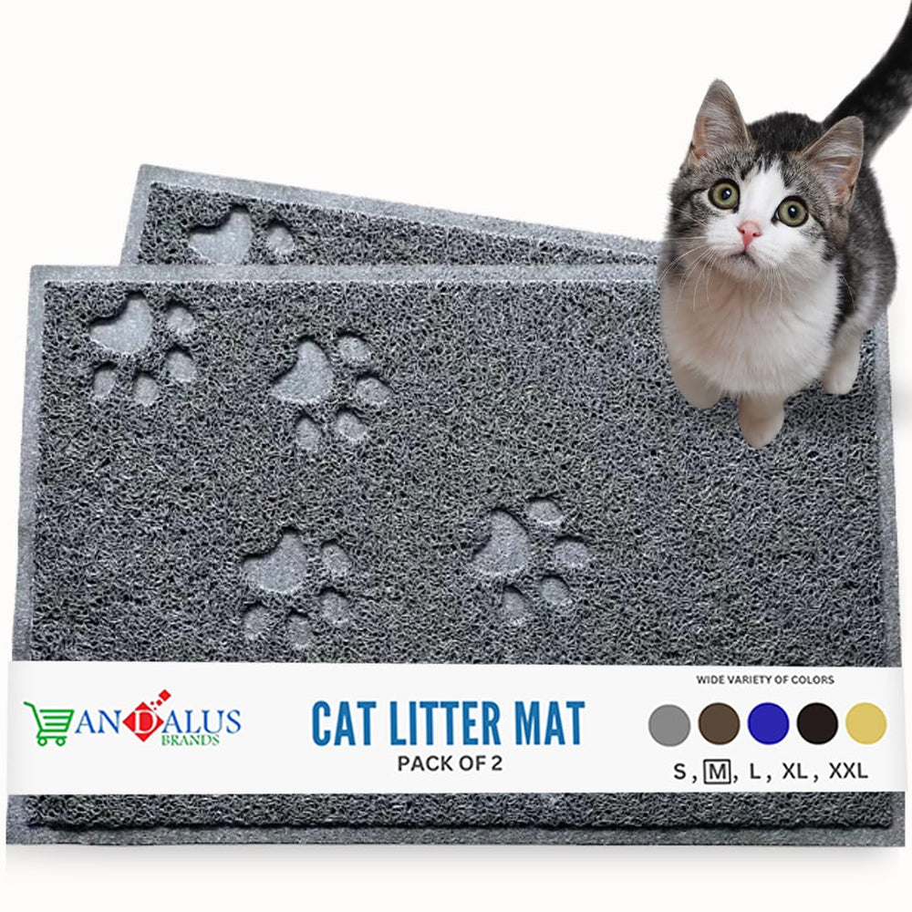 Andalus Brands cat litter mat pack 2 grey full view shows size and fit for larger litter boxes